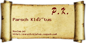Parsch Klétus névjegykártya